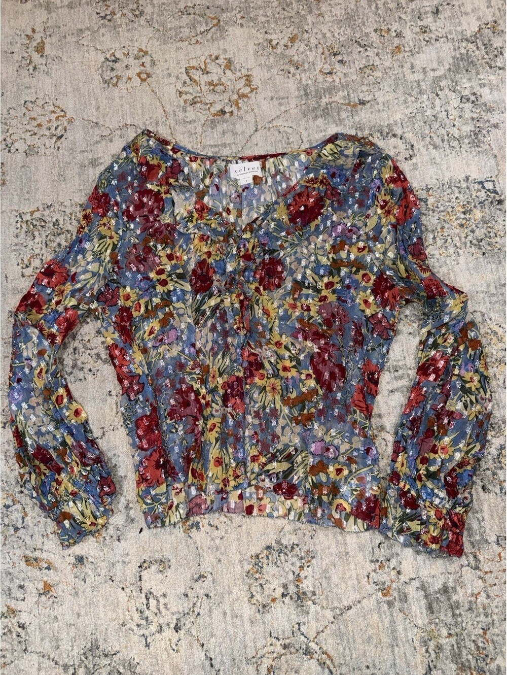 Women's Long Sleeve Velvet Shirt Small A146